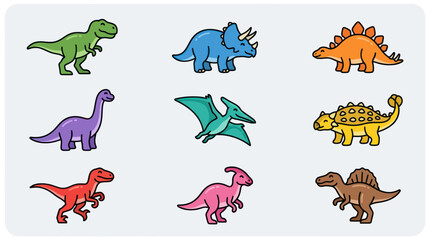 Various cartoon dinosaurs in bright colors © Johnson