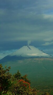 Popocatepetl volcano emitting smoke and ash