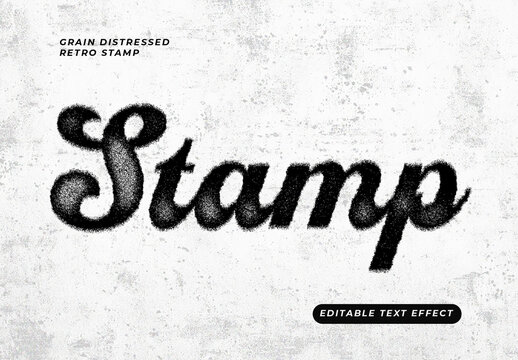 Grain Distressed Retro Stamp Text Effect