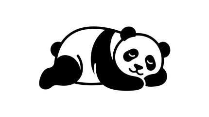 Cute panda illustration featuring sitting panda waving one paw and holding a heart shape on its belly in black and white design © Tarieq