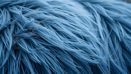 Obraz premium Intimate macro shot revealing a dense mass of flowing, intertwined, and slightly frayed steel blue fibers with soft illumination.