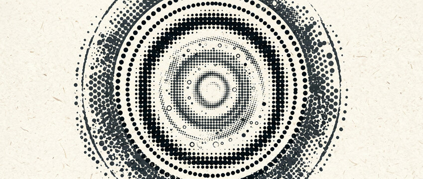 Motif circulaire abstrait noir et blanc inspir&eacute; de la g&eacute;om&eacute;trie sacr&eacute;e