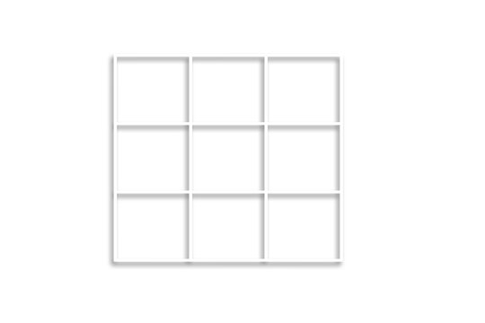 Empty 3x3 grid frame isolated on transparent background
