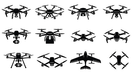 Obraz premium Collection of drone silhouettes in various poses