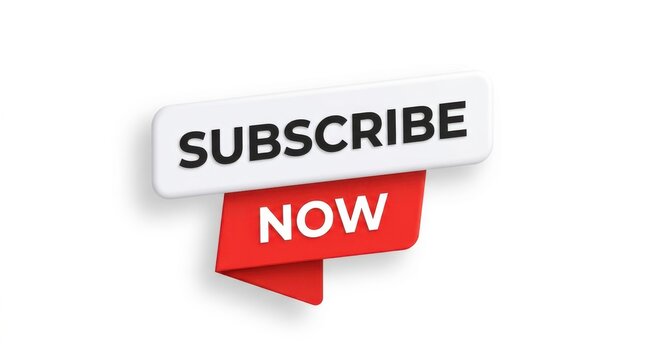 Minimalist subscribe now button design on white background for social media video marketing and call to action.