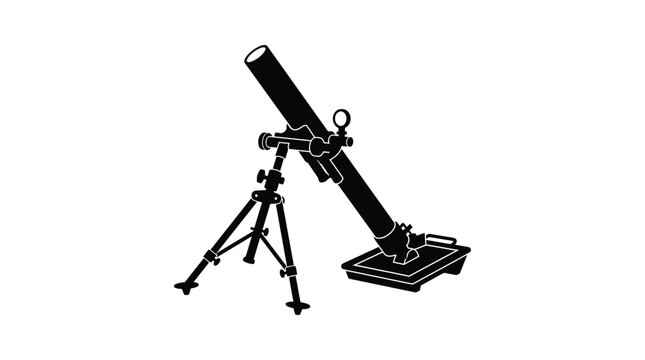 Mortar Cannon With Tripod Black Silhouette artillery
