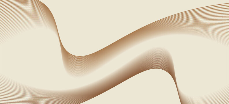Abstract background with lines and waves. Web banner size. Element for design. Vector background for brochure, booklet, flyer, poster. Brown and beige gradient. Coffee, cafe eps10