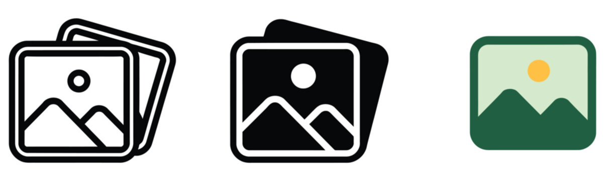 Image icon featuring photo gallery pictogram for photography, visual content and multimedia applications, vector design
