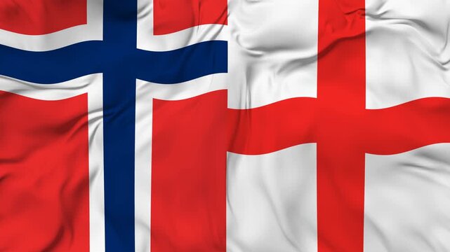 Norway vs England flag animation seamless loop. 4k resolution