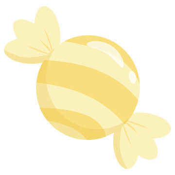 Cute Yellow Pastel Striped Candy Vector Illustration