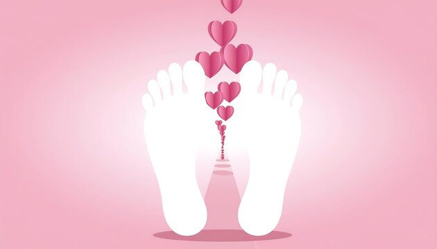 Footprints with Hearts Symbolizing Love and Care.