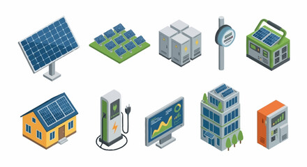 Fototapeta premium Collection of renewable energy technology icons.