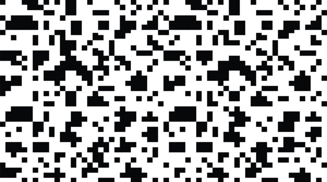 Abstract Digital QR Code Glitch Geometric Seamless Pattern