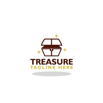 Treasure chest logo icon with shadow