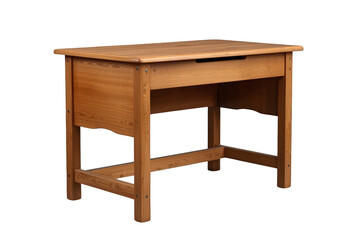 Fototapeta premium Wooden desk with a built-in drawer, providing a functional workspace solution for home offices and study areas, transparent background