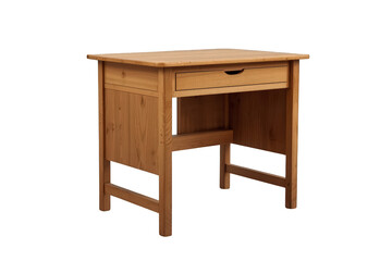 Fototapeta premium Light wooden desk featuring a single drawer, perfect for office, study, or home interiors, offering a compact and functional workspace. Isolated