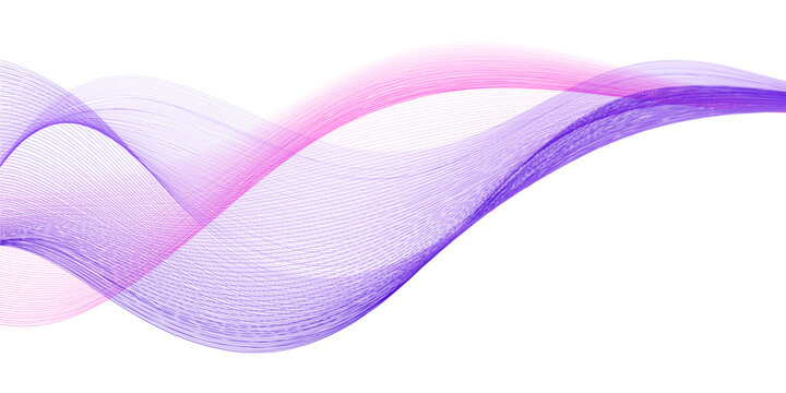 Light airy wavy swirl, dynamic wind motion, undulate design element. Purple and blue color flow. Vector isolated desugn ekement on white background