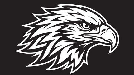 Fototapeta premium Stylized eagle head graphic icon in black and white, bold vector illustration for sports team logo or mascot design