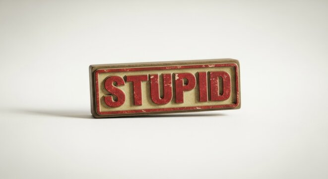 A vintage rubber stamp with the word STUPID embossed on it.