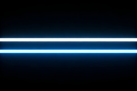 Two parallel horizontal glowing neon light lines isolated on a deep black background