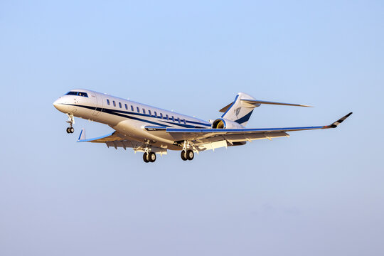 Luqa, Malta - July 8, 2026: Comlux Bombardier Global 8000 (Reg.: 9H-8000K), a brand new addition to the Comlux fleet.