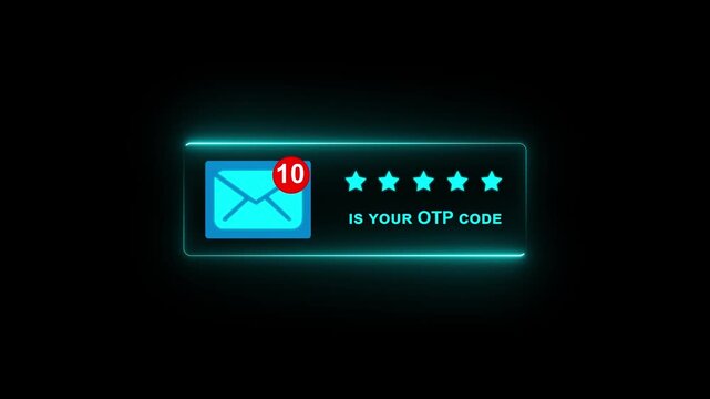 Secure your online account with a quick OTP code verification on your mobile device on a black background. Motion graphics of message otp input concept