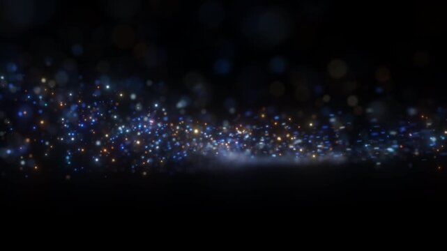 4K Blue Bokeh Particle Background. Glowing Sparkles, Floating Dust Lights, Abstract Motion Graphics Overlay, Ambient Intro Animation, 60 FPS, 2160p