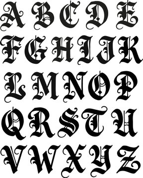 Graffiti Gothic alphabet in black over white