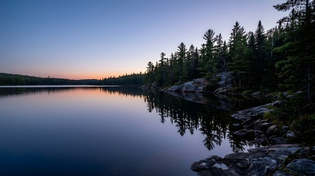Tranquil Dusk at Eva Lake in Mount Revelstoke