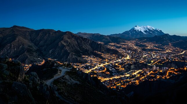 La Paz City on the Altiplano from Andes Peaks