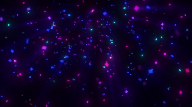 4K Purple Blue Particle Star Field Background. Cosmic Sparkles, Glowing Stardust, Galaxy Lights, Abstract Motion Graphics Overlay, Ambient Animation, 60 FPS, 2160p