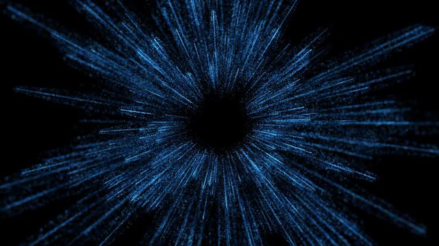 4K Blue Warp Speed Light Rays Abstract Background. Fast Particle Streaks, Energy Lines, Sci-Fi Motion Graphics Overlay, Space Travel Animation, 60 FPS, 2160p