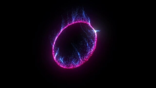 4K Purple Plasma Portal Abstract Background. Neon Energy Ring, Glowing Particle Halo, Sci-Fi Motion Graphics, Logo Reveal, Portal Effect, 60 FPS, 2160p