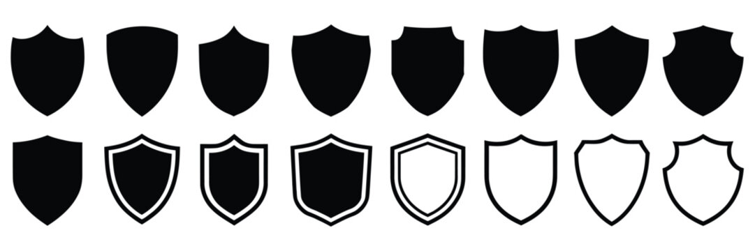 Shield icon featuring heraldic badge symbol for safety, defense, police and protection concepts, vector design