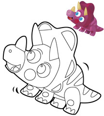cartoon scene with dinosaur animal dino prehistoric isolated coloring page sketch drawing  illustration for kids © honeyflavour