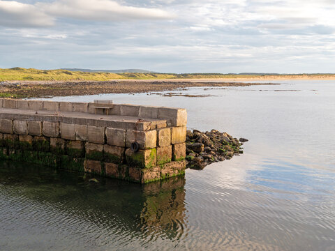 Harbour wall, Cairnbulg Harbour, Aberdeenshire, Scotland