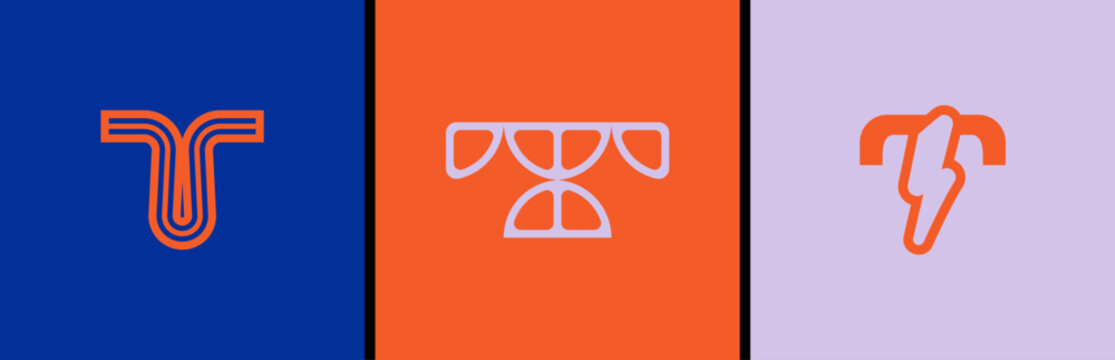 Letter T logo: creative T monogram and lettermark initial. Citrus orange icon in modern alphabet branding style. Vector T letter design for identity and typography.