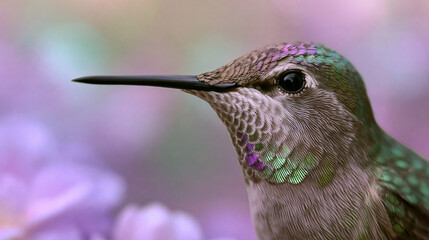 Fototapeta premium Hummingbird Close-up with Iridescent Feathers