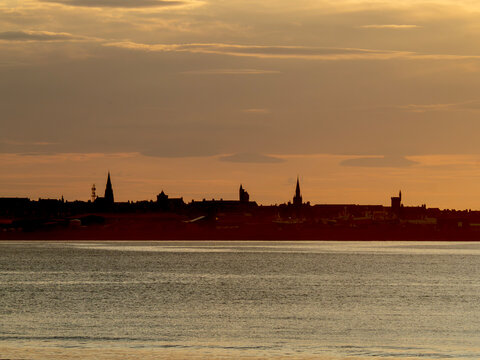 Evening view of the Fraserburgh skyline, Aberdeenshire, Scotland