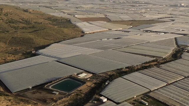 Mer de plastique d'Almeria - Serres d'El Ejido - Andalousie, Espagne - drone 4k
