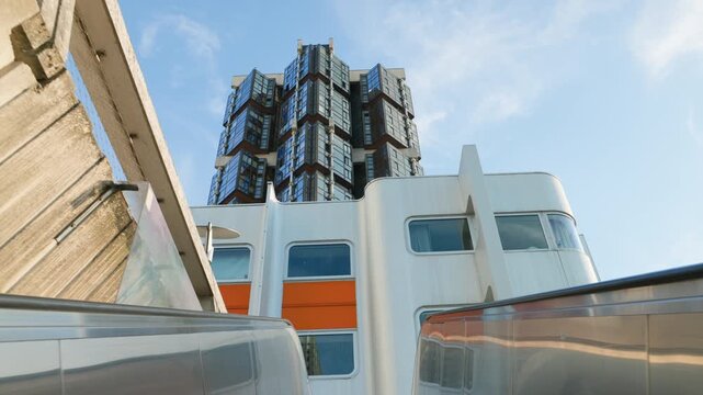 Low Angle View of Modular 1970s Modernist Skyscraper at Front de Seine Beaugrenelle Paris