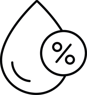 Humidity percentage water drop icon outline with humidity percentage moisture illustration