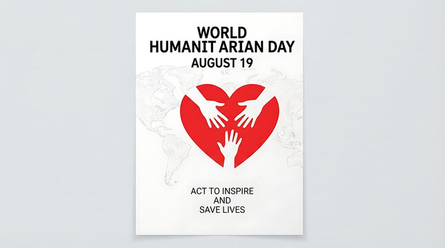 World humanitarian day august 19 concept art with heart shape and helping hands