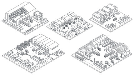 Fototapeta premium Industrial warehouses logistics centers and distribution hubs.