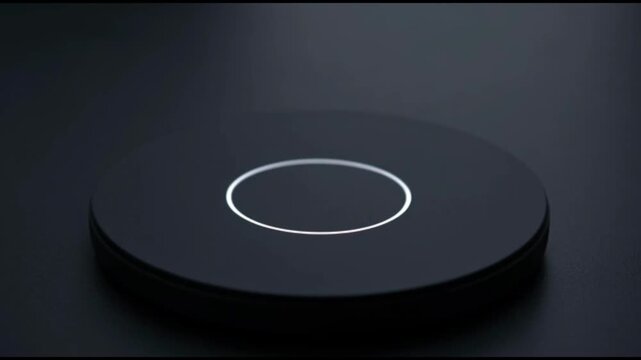 Abstract Black Circular Platform with Glowing Ring - Minimalist Tech Background