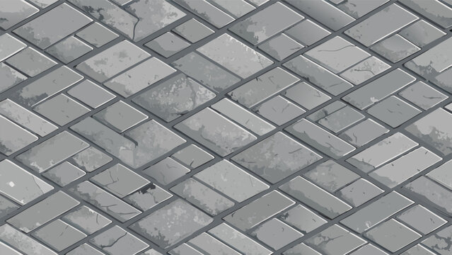 Seamless Gray Concrete Paving Stone Texture with Random Ashlar Pattern for Outdoor Architectural Pavement Background