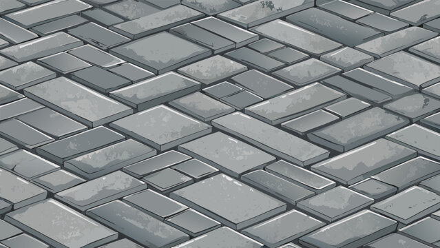 Seamless Gray Concrete Paving Stone Texture with Random Ashlar Pattern for Outdoor Architectural Pavement Background