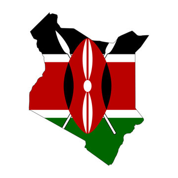 Kenya flag map - national flag filling the Kenya country silhouette flat, patriotic vector