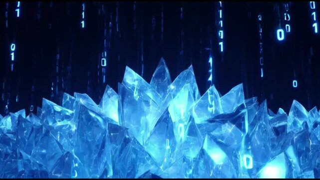 Digital Crystal Matrix Abstract Binary Code Data Flow