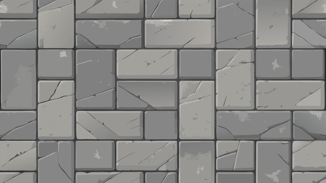 Seamless Gray Concrete Paving Stone Texture with Random Ashlar Pattern for Outdoor Architectural Pavement Background